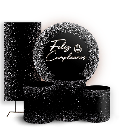 Capas Painel Redondo Trio Cilindro e Faixa Lateral Sublimado - Feliz Cumpleaños ES