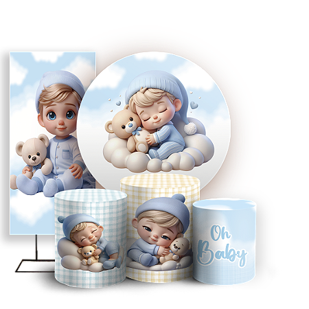 Capas Painel Redondo Trio Cilindro e Faixa Lateral Sublimado - Oh Baby