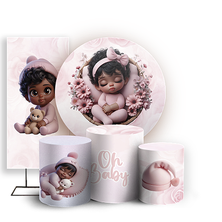 Capas Painel Redondo Trio Cilindro e Faixa Lateral Sublimado - Oh Baby