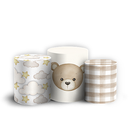 Capas Trio Cilindro Sublimado Vest Facil - Ursinho Bege