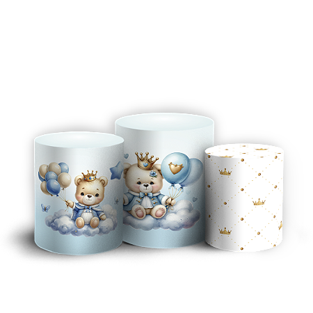 Capas Trio Cilindro Sublimado Vest Facil - Ursinho Azul