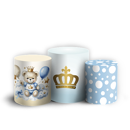 Capas Trio Cilindro Sublimado Vest Facil - Ursinho Azul