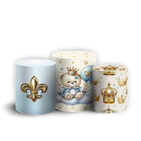 Capas Trio Cilindro Sublimado Vest Facil - Ursinho Azul