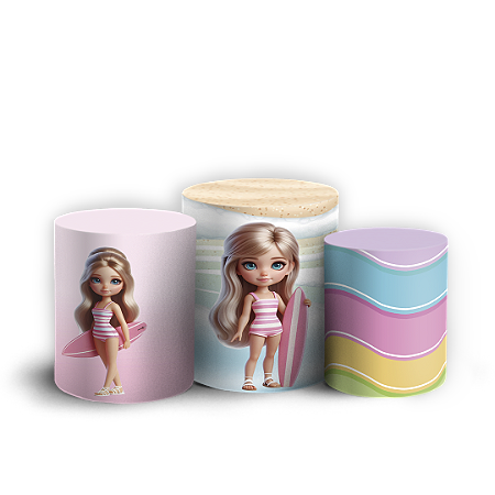 Capas Trio Cilindro Sublimado Vest Facil - Barbie