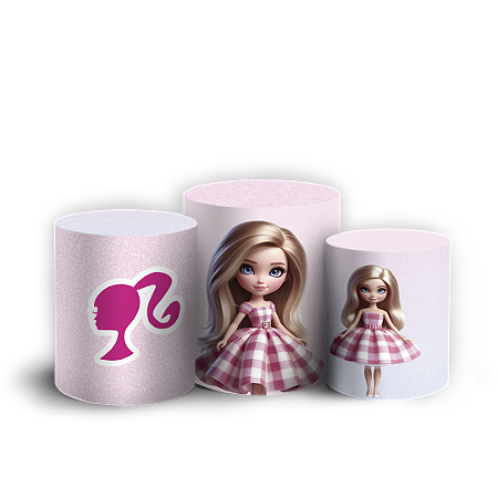Capas Trio Cilindro Sublimado Vest Facil - Barbie