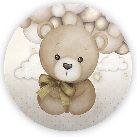 Capa Painel Redondo Sublimado - Ursinho Bege