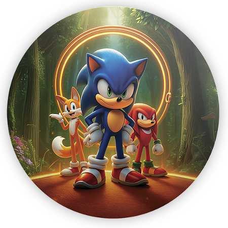 Capa Painel Redondo Sublimado - Sonic