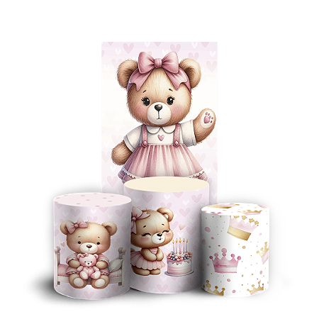 Capas Faixa Lateral e Trio Cilindro Sublimado Vest Facil - Ursinha