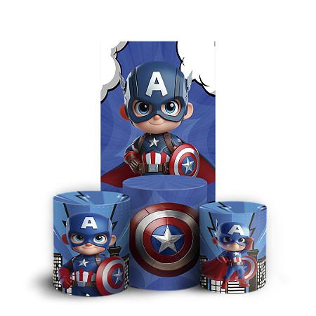 Capas Faixa Lateral e Trio Cilindro Sublimado Vest Facil - Capitão América