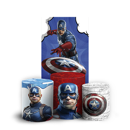 Capas Faixa Lateral e Trio Cilindro Sublimado Vest Facil - Capitão América