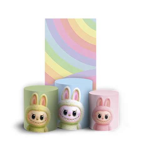 Capas Faixa Lateral e Trio Cilindro Sublimado Vest Facil - Labubu