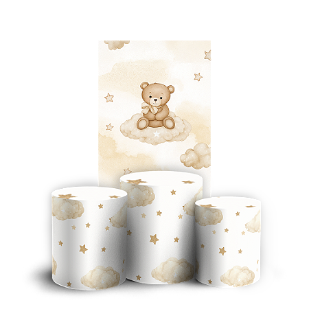 Capas Faixa Lateral e Trio Cilindro Sublimado Vest Facil - Chá De Revelação Ursinhos