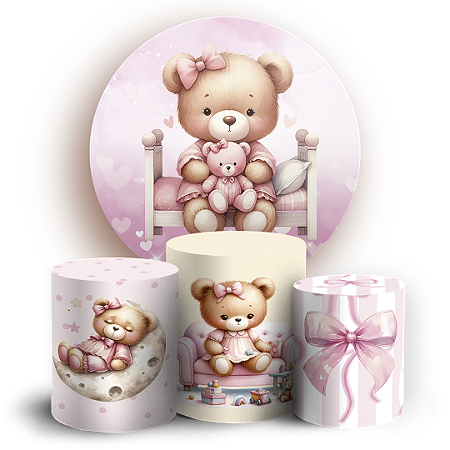 Capas Painel Redondo e Trio Cilindro Sublimado - Ursinha