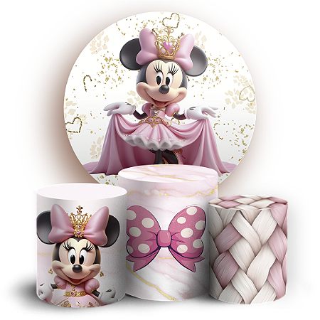 Capas Painel Redondo e Trio Cilindro Sublimado - Minnie
