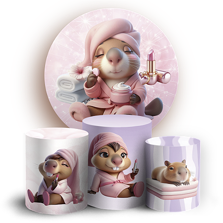 Capas Painel Redondo e Trio Cilindro Sublimado - Capivara