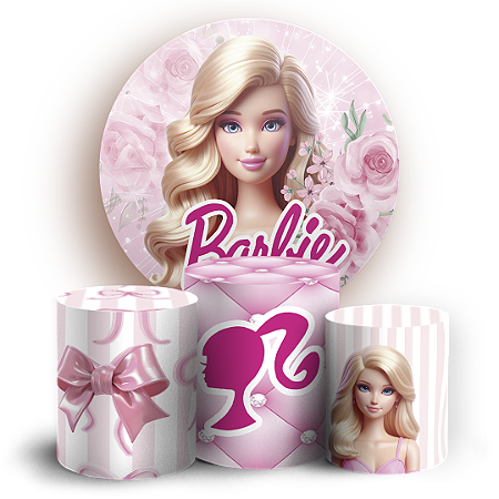 Capas Painel Redondo e Trio Cilindro Sublimado - Barbie
