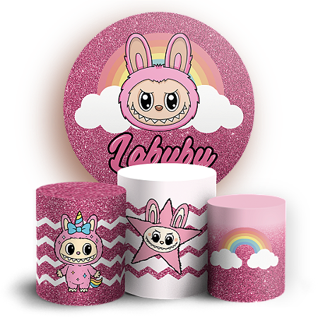 Capas Painel Redondo e Trio Cilindro Sublimado - Labubu