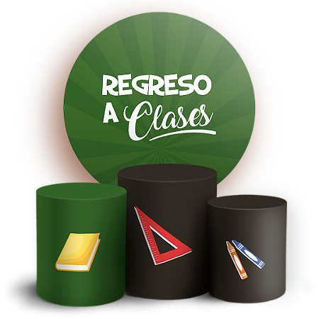Capas Painel Redondo e Trio Cilindro Sublimado - Regreso a Clases ES