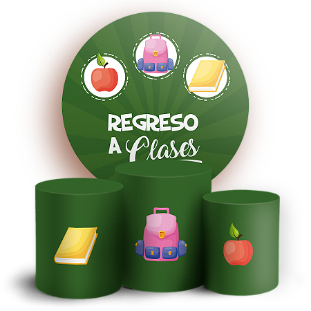 Capas Painel Redondo e Trio Cilindro Sublimado - Regreso a Clases ES