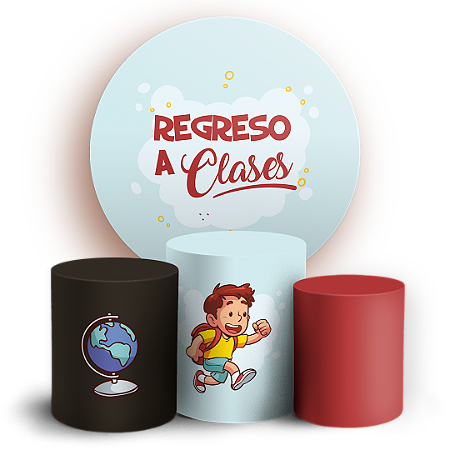Capas Painel Redondo e Trio Cilindro Sublimado - Regreso a Clases ES