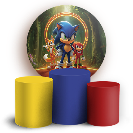 Capas Painel Redondo e Trio Cilindro Sublimado - Sonic