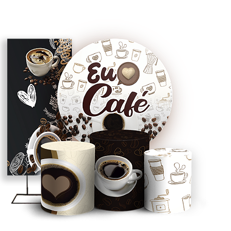 Capas Painel Redondo Trio Cilindro e Faixa Lateral Sublimado - Café