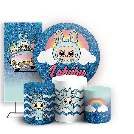 Capas Painel Redondo Trio Cilindro e Faixa Lateral Sublimado - Labubu