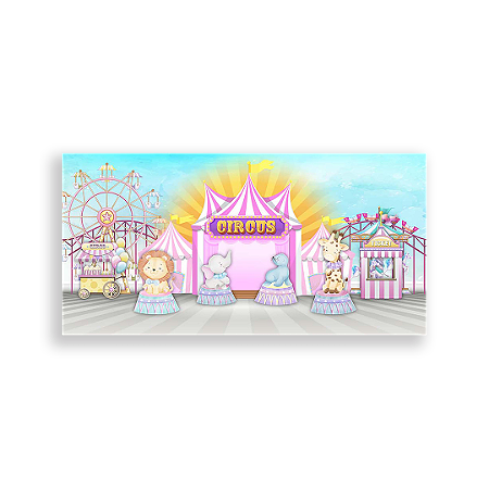 Capa Painel Retangular Sublimado - Circo Rosa