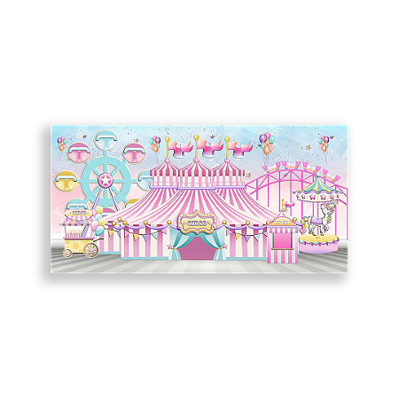 Capa Painel Retangular Sublimado - Circo Rosa