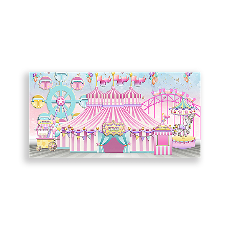 Capa Painel Retangular Sublimado - Circo Rosa