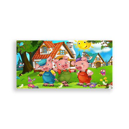 Capa Painel Retangular Sublimado - Os Três Porquinhos
