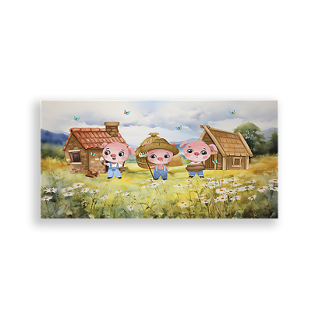 Capa Painel Retangular Sublimado - Os Três Porquinhos