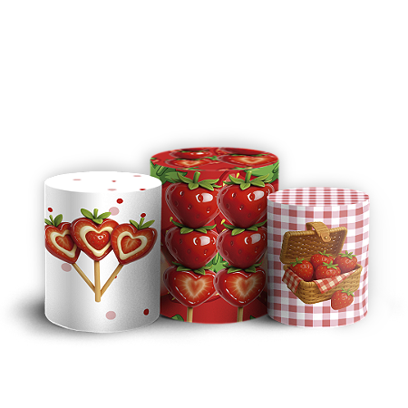 Capas Trio Cilindro Sublimado Vest Facil - Morango Do Amor