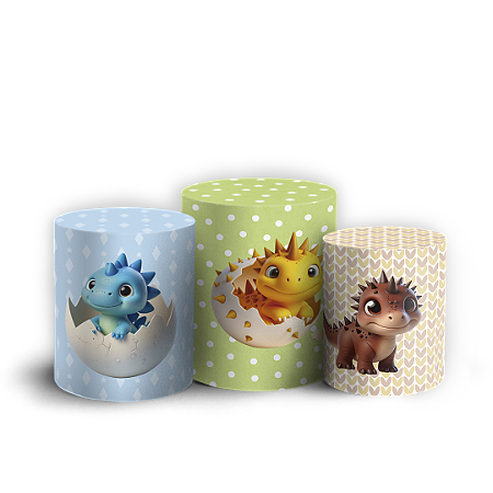Capas Trio Cilindro Sublimado Vest Facil - Dinossauro Menino