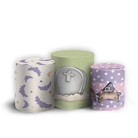 Capas Trio Cilindro Sublimado Vest Facil - Dia Das Bruxas Halloween