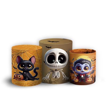 Capas Trio Cilindro Sublimado Vest Facil - Dia Das Bruxas Halloween