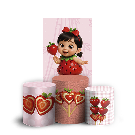 Capas Faixa Lateral e Trio Cilindro Sublimado Vest Facil - Morango Do Amor