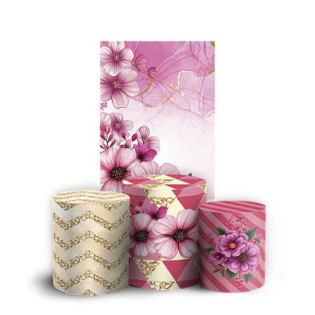 Capas Faixa Lateral e Trio Cilindro Sublimado Vest Facil - Floral