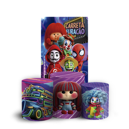 Capas Faixa Lateral e Trio Cilindro Sublimado Vest Facil - Carreta Furação