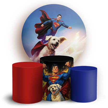 Capas Painel Redondo e Trio Cilindro Sublimado - Superman