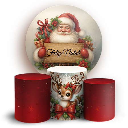 Capas Painel Redondo e Trio Cilindro Sublimado - Natal