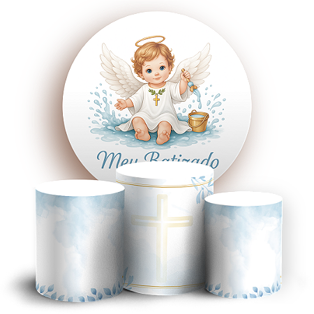 Capas Painel Redondo e Trio Cilindro Sublimado - Batizado