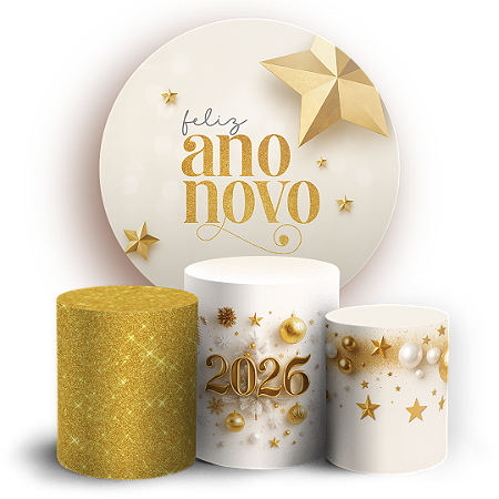 Capas Painel Redondo e Trio Cilindro Sublimado - Ano Novo