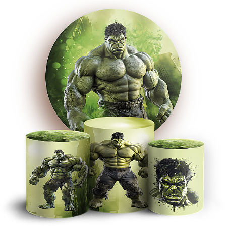 Capas Painel Redondo e Trio Cilindro Sublimado - Hulk