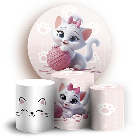 Capas Painel Redondo e Trio Cilindro Sublimado - Gata Marie