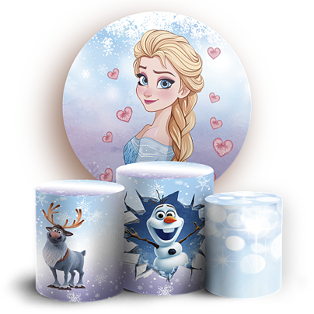 Capas Painel Redondo e Trio Cilindro Sublimado - Frozen