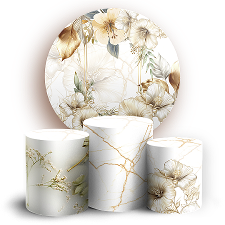 Capas Painel Redondo e Trio Cilindro Sublimado - Floral