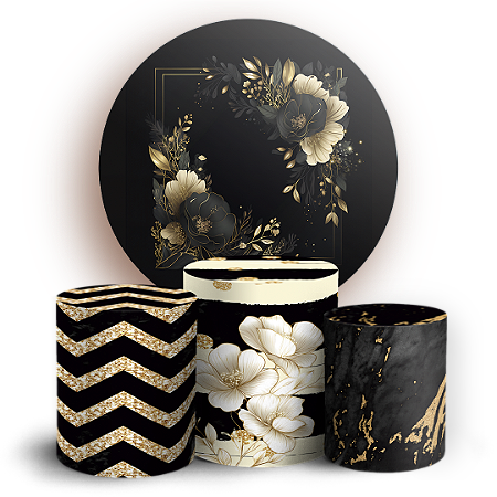 Capas Painel Redondo e Trio Cilindro Sublimado - Floral