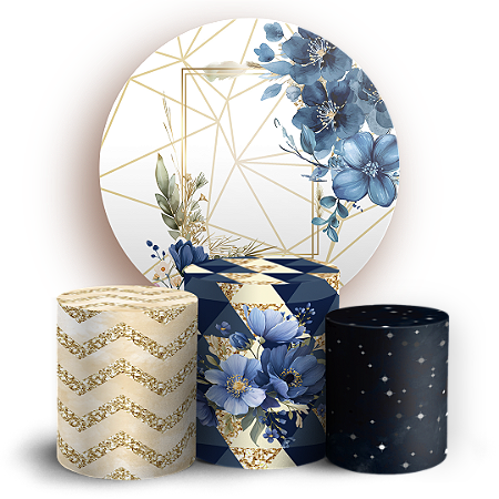 Capas Painel Redondo e Trio Cilindro Sublimado - Floral