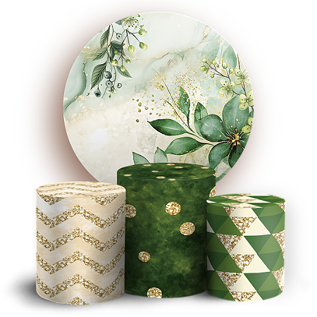 Capas Painel Redondo e Trio Cilindro Sublimado - Floral